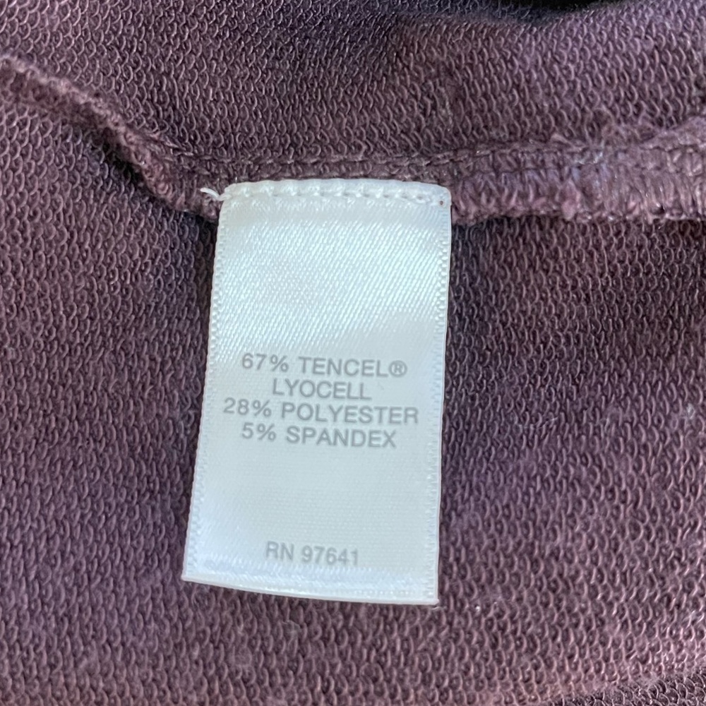 Women’s J.Jill Luxe Tencel burgundy colored hooded cardigan with pockets XS - Picture 5 of 5